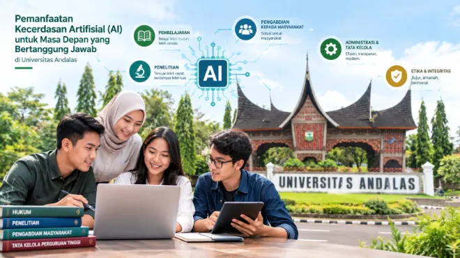 Ilustrasi pemanfaatan kecerdasan artifisial (ai) yang bertanggung jawab di lingkungan universitas andalas.