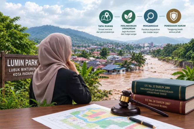 Flooded town, law, and environmental planning (ilustrasi)