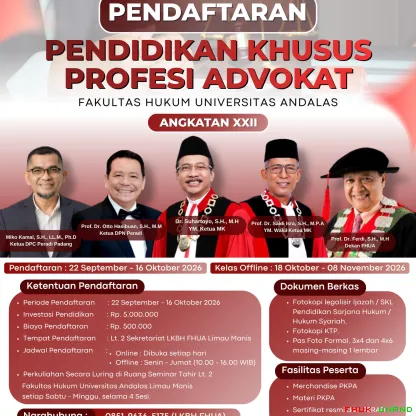 Fakultas Hukum Universitas Andalas bersama DPN PERADI...